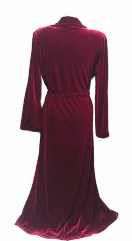 NEW - DIAMOND TEA LUXURIOUS WRAP-STYLE VELVET VELOUR ROBE IN CRIMSON - SIZE SMALL #2