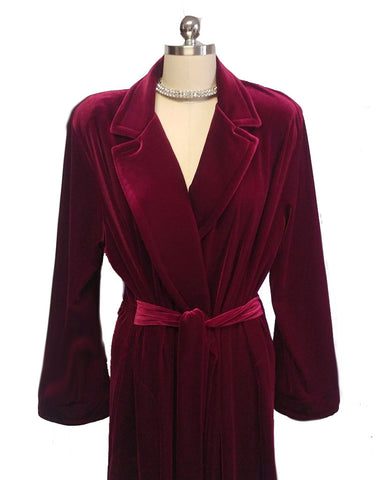 NEW - DIAMOND TEA LUXURIOUS WRAP-STYLE VELVET VELOUR ROBE IN CRIMSON - SIZE SMALL #2