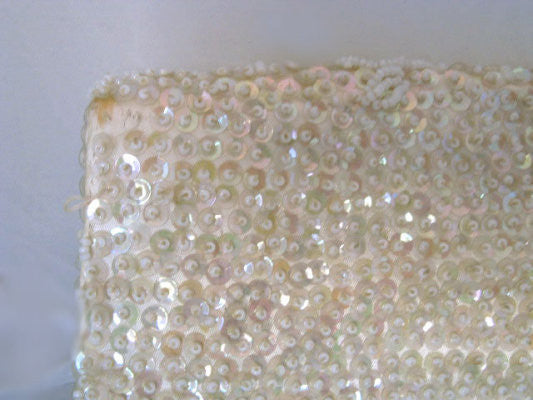Vintage MM Kane Beaded Sequin Evening Purse Bag Clutch Pearls Made in Japan  Flaw