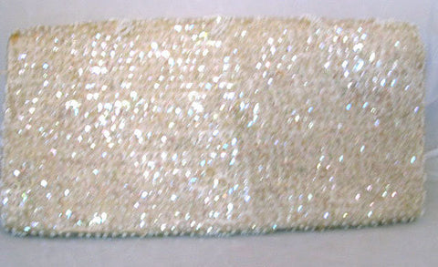 * GORGEOUS VINTAGE SPARKLING BEADS, PEARLS & SEQUIN CLUTCH EVENING BAG - MADE IN HONG KONG