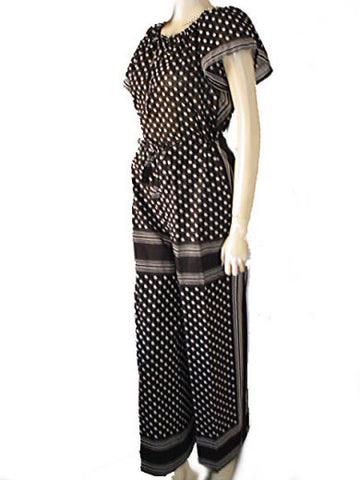 *FROM MY OWN PERSONAL VINTAGE COLLECTION - VINTAGE SAINT TROPEZ WEST DOTS STRIPES PALAZZO PANTS & TOP SET