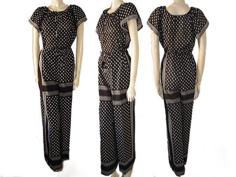 *FROM MY OWN PERSONAL VINTAGE COLLECTION - VINTAGE SAINT TROPEZ WEST DOTS STRIPES PALAZZO PANTS & TOP SET