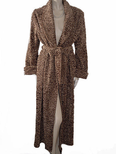 NEW - RARE LUXURY DIAMOND TEA CHENILLE WRAP-STYLE ROBE IN OATMEAL - MEDIUM / SMALL