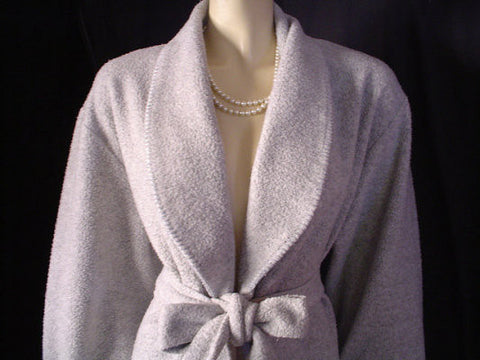 DIAMOND TEA FROM SAKS FIFTH AVENUE PRE-OWNED WRAP-STYLE COTTON ROBE IN TAHITIAN PEARL - SIZE MEDIUM