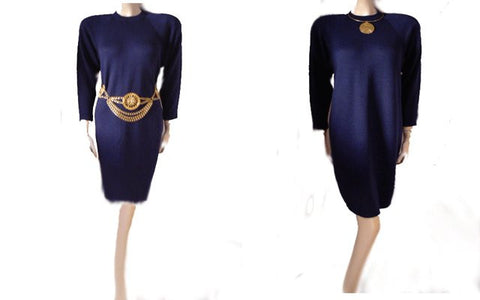 *BEAUTIFUL VINTAGE T. JOHN SANTANA KNIT DRESS IN NIGHTFALL