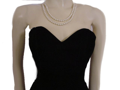 VINTAGE DARCY STRAPLESS SWEETHEART NECKLINE BLACK VELVET & RED PEAU DE SOIE RHINESTONE EVENING DRESS
