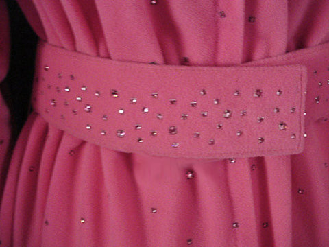 FROM MY OWN PERSONAL VINTAGE COLLECTION - VINTAGE ‘50s “PERFECT NEGLIGEE” / DRESSING GOWN WITH METAL ZIPPER & ABLAZE WITH PRONG-SET SPARKLING PINK RHINESTONES