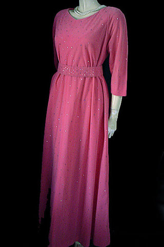 FROM MY OWN PERSONAL VINTAGE COLLECTION - VINTAGE ‘50s “PERFECT NEGLIGEE” / DRESSING GOWN WITH METAL ZIPPER & ABLAZE WITH PRONG-SET SPARKLING PINK RHINESTONES