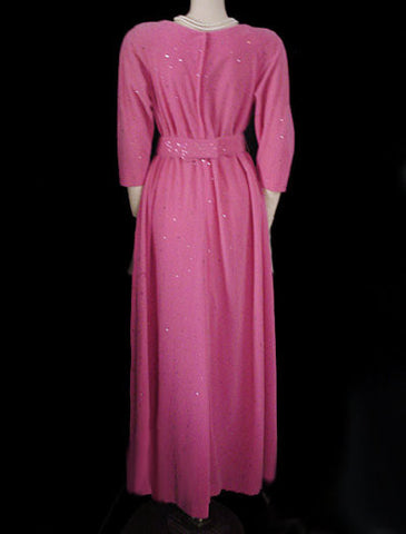 FROM MY OWN PERSONAL VINTAGE COLLECTION - VINTAGE ‘50s “PERFECT NEGLIGEE” / DRESSING GOWN WITH METAL ZIPPER & ABLAZE WITH PRONG-SET SPARKLING PINK RHINESTONES