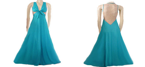 VINTAGE GLYDONS OF HOLLYWOOD NIGHTGOWN WITH EXQUISITE SHEER ECRU LACE BACK