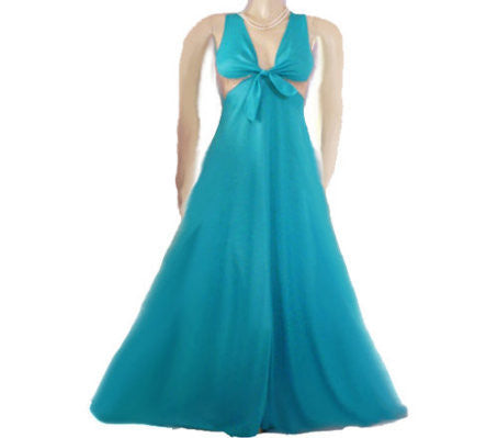VINTAGE GLYDONS OF HOLLYWOOD NIGHTGOWN WITH EXQUISITE SHEER ECRU LACE BACK