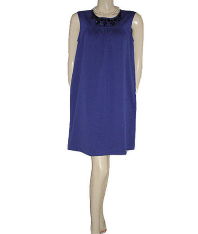 *BEAUTIFUL ELLE RAYON & SPANDEX BLACK FACETED SPARKLING “JEWELS” SHIFT DRESS IN ROYAL BLUE