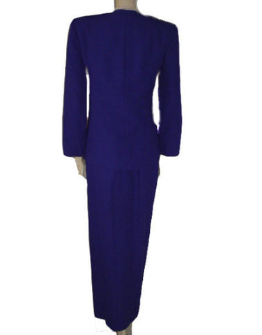 *VINTAGE NIGHT STUDIO EVENING DRESS & JACKET WITH ART DECO-LOOK RHINESTONE CLASP - PERFECT FOR THE HOLIDAYS