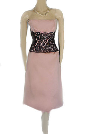 GORGEOUS VINTAGE AFTER SIX STRAPLESS BLACK LACE & PINK EVENING DRESS   Vintage Clothing & Fashions | Midnight Glamour