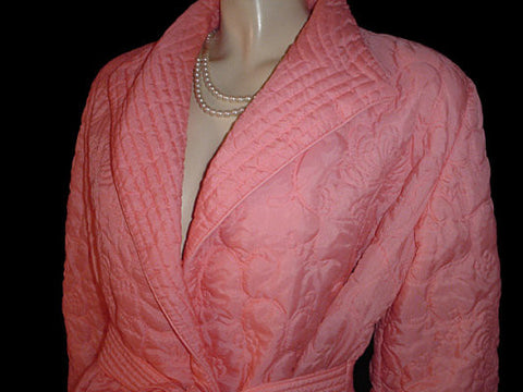*BEAUTIFUL LUXURIOUS VINTAGE '60s SILKY QUILTED ROBE MADE IN HONG KONG IN SIERRA SUNSET