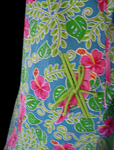 ADORABLE SUMMER HOT PINK & LIME COTTON & SPANDEX SPARKLING SEQUINS  & BEADED COCKATOO PARROT DRESS - SIZE XL
