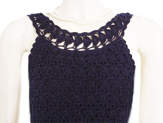 DIANE VON FURSTENBERG $568 RARE STYLE CROCHETED CLASSIC NAVY DRESS WIT –  Vintage Clothing & Fashions