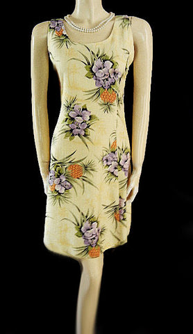 CUTE TOMMY BAHAMA ORCHID & PINEAPPLE SILK DRESS - PERFECT FOR SUMMER