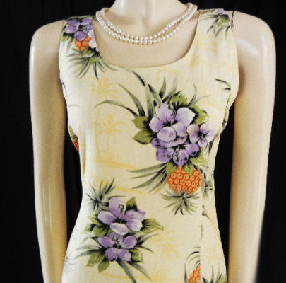 CUTE TOMMY BAHAMA ORCHID & PINEAPPLE SILK DRESS - PERFECT FOR SUMMER