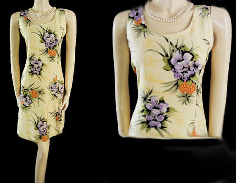 CUTE TOMMY BAHAMA ORCHID & PINEAPPLE SILK DRESS - PERFECT FOR SUMMER