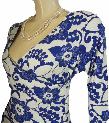FABULOUS SUMMER SOFT SURROUNDINGS ROYAL BLUE & WHITE SURPLICE SPANDEX –  Vintage Clothing & Fashions