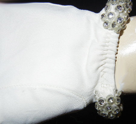 *ABSOLUTELY GORGEOUS VINTAGE '50s ELAYNE GLOVES WITH A ROLLED CUFF ENCRUSTED WITH BRILLIANTLY SPARKLING RHINESTONE
