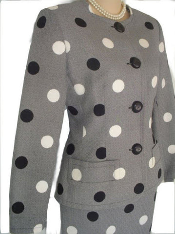 GORGEOUS VINTAGE GIVENCHY COUTURE JACKET & SKIRT SUIT WITH HAND STITCHING