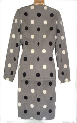 GORGEOUS VINTAGE GIVENCHY COUTURE JACKET & SKIRT SUIT WITH HAND STITCHING