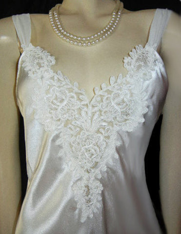 *ALEXANDRA NICOLE BRIDAL TROUSSEAU SATIN BIAS-CUT NIGHTGOWN WITH A CHIFFON FLOUNCE STUDDED WITH SEQUINS & PEARLS