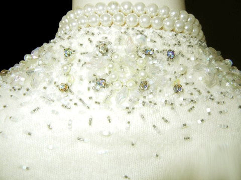 *  FROM MY OWN PERSONAL COLLECTION - FROM MY OWN PERSONAL COLLECTION - VINTAGE  VALENTINA LTD. RHINESTONE, PEARL & BEADED SWEATER