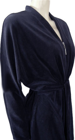 NEW - DIAMOND TEA COTTON/POLY ZIP UP FRONT ROBE WITH ATTACHED TIES IN NIGHTFALL SIZE LARGE- ONLY 1 IN STOCK IN THIS SIZE & COLOR - WOULD MAKE A WONDERFUL GIFT