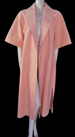 FROM MY OWN PERSONAL COLLECTION - VINTAGE DESIGNER VERA MAXWELL PEACH ULTRASUEDE CLUTCH COAT - PERFECT FOR SPRING, SUMMER & EARLY FALL