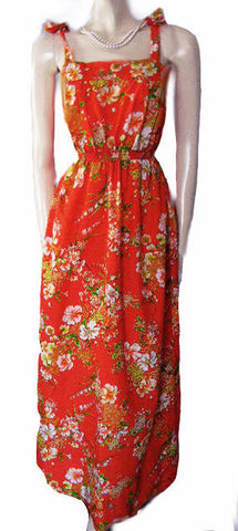 * VINTAGE SWEETHEARTS ARE MADE IN HAWAII HIBISCUS DRESS & JACKET ENSEMBLE IN A GORGEOUS HIBISCUS PRINT IN JUICY PAPAYA