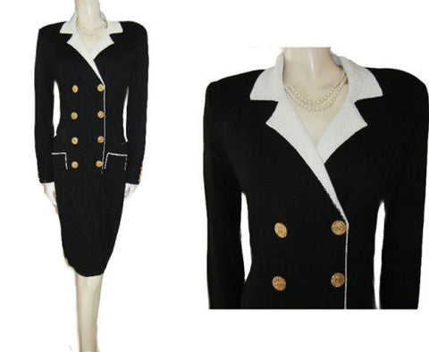 *FROM MY OWN PERSONAL COLLECTION - VINTAGE DON SAYERS FOR WELLMORE SANTANA KNIT DRESS IN JET BLACK & WHITE