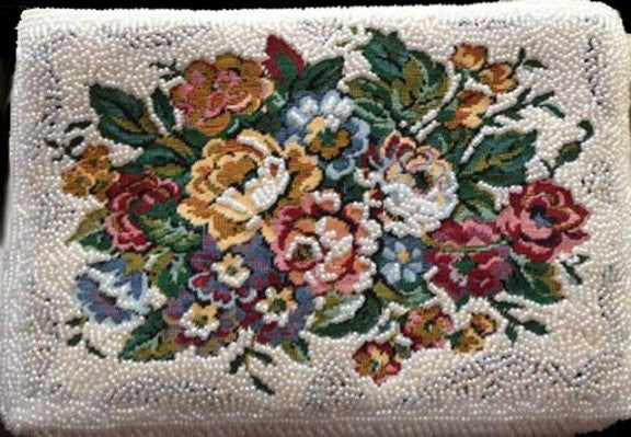 ANNETTE vintage 60s floral tapestry purse