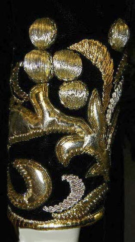 *FROM MY OWN PERSONAL COLLECTION - SOPHISTICATED VINTAGE ONE SHOULDER GODDESS BLACK VELVET & GOLD EVENING GOWN