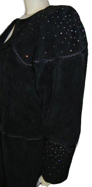 【COSYHARU】Deep Black Knit Suede Jacket COSYHARU】Deep Black Knit Suede Jacket