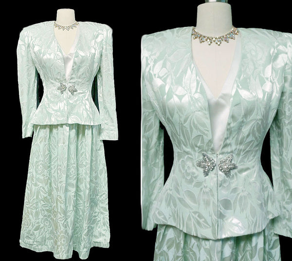 VINTAGE ARTHUR DOUCETTE SAKS FIFTH AVENUE MINT GREEN BROCADE EVENING –  Vintage Clothing & Fashions