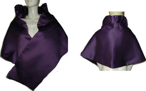 GLAMOROUS  VINTAGE BETMAR DUCHESS SATIN PLEATED EVENING STOLE IN ROYAL PLUM - PERFECT FOR THE HOLIDAYS