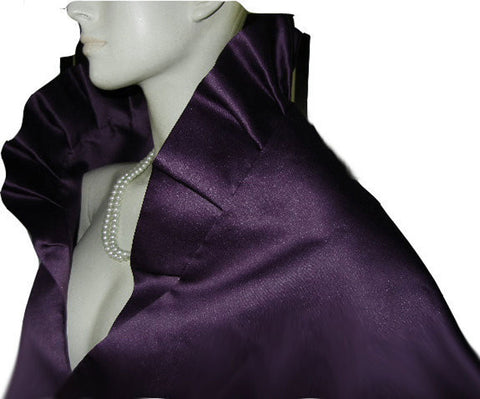 GLAMOROUS  VINTAGE BETMAR DUCHESS SATIN PLEATED EVENING STOLE IN ROYAL PLUM - PERFECT FOR THE HOLIDAYS