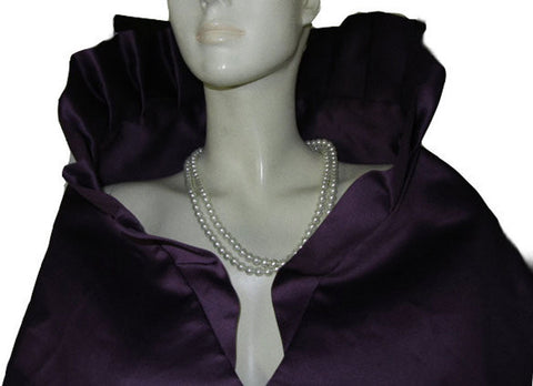 GLAMOROUS  VINTAGE BETMAR DUCHESS SATIN PLEATED EVENING STOLE IN ROYAL PLUM - PERFECT FOR THE HOLIDAYS