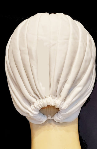 VINTAGE 70S 80S BETMAR PLEATED IVORY TURBAN
