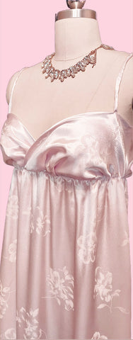 *  VINTAGE '80S MADE IN ITALY SATIN SHIMMERING BABY PINK PEIGNOIR NIGHTGOWN SET  - NEW W TAG  NEW OLD STOCK