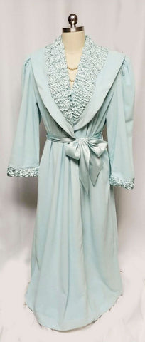 NEW WITH TAG - VINTAGE MADE IN ITALY 1980s SATIN & VELOUR WRAP ROBE IN AQUAMARINE - EXTRA LARGE - WOULD MAKE A WONDERFUL BIRTHDAY OR CHRISTMAS PRESENT!