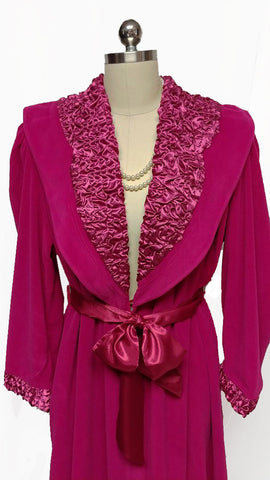 *NEW WITH TAG - VINTAGE MADE IN ITALY 1980s SATIN & VELOUR WRAP ROBE IN RUBY -  SIZE LARGE - #2 - WOULD MAKE A WONDERFUL BIRTHDAY OR CHRISTMAS PRESENT!