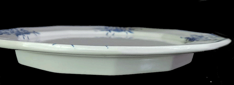 VINTAGE ELEGANT FRENCH COUNTRY BLUE TOILE 4-PIECE SOUP TUREEN, LID UNDER PLATE & LADLE - (4-PIECE SET)