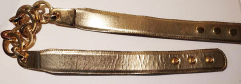 VINTAGE CAPTIVA COLLECTIBLE GOLD LEATHER AND GOLD METAL LINKS CHAIN BELT SIZE SMALL
