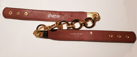 VINTAGE CAPTIVA COLLECTIBLE GOLD LEATHER AND GOLD METAL LINKS CHAIN BELT SIZE SMALL