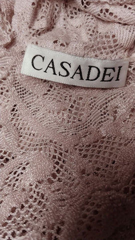 VINTAGE TITANIC-LOOK CASADEI SPANDEX MAUVE PINK INTRICATE ALL LACE FISHTAIL EVENING GOWN / WEDDING GOWN