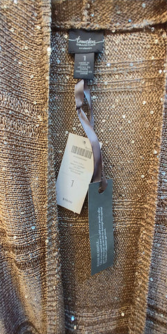 *NEW WITH TAGS - CHICO'S SEQUIN SWEATER CARDIGAN JACKET IN GOLD SHIMMER FROM THE TRAVELERS COLLECTION - WOULD MAKE A WONDERFUL CHRISTMAS OR BIRTHDAY GIFT